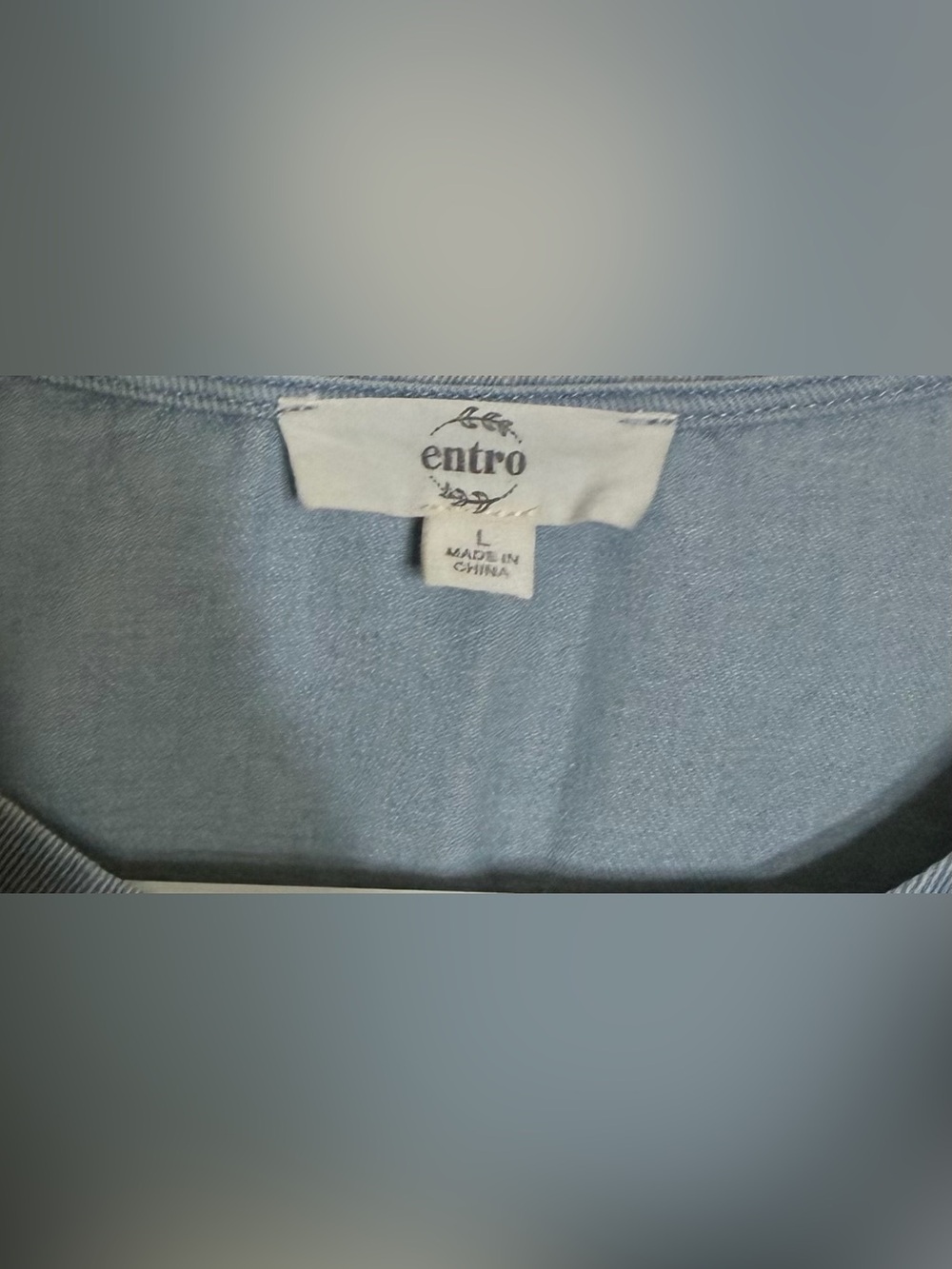 entro Denim-Style Light Blue Embroidered Peasant Top - Picture 3 of 3